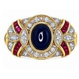 multi-stone 14kt yellow gold ring, size 7