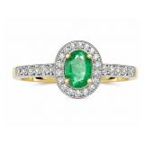 Emerald 14kt yellow gold ring, size 7