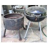 charcoal grill and fire pit