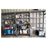 metal shelves and contents