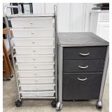 2 rolling carts, 26" and 38" tall