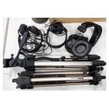 headphones and tripods