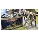 miscellaneous lot with wood saw horses