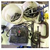 sockets, wrenches, knives, clamps, battery charger