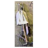 shovel, fork, post-hole diggers