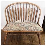 wood bench with padded seat