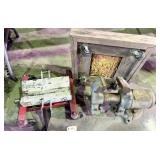 transmission dolly, bench vise, wood dolly