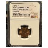 Graded 1954s Pennie Error coin