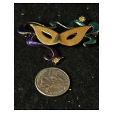 Vintage Masquerade Mask Brooch