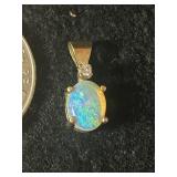 14K Gold and Opal Pendant