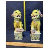 Antique Chinese Famille Verte Porcelain Fu Dogs
