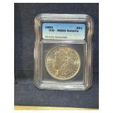 Graded Morgan 1884 silver dollar