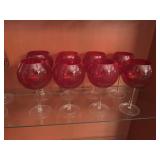 Large Balloon shaped ruby Red wine glasses