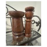 2 Med Hand Made Wood Candle Holders