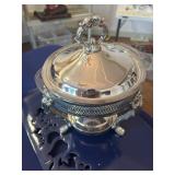 Silver plate serving dish with glass insert