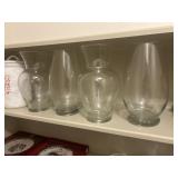 Glass Vase Lot & Cookie Jar