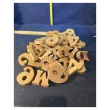 Wooden letters and numbers