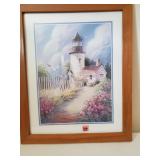 Light House Print with Brown Frame