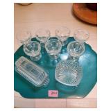 7 Sundae Dishes, Butter Dish & Sm Bowl