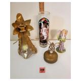 3 Angel Figures & 1 Angel Candle