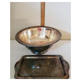 Silver Plate Bowl & Sm Tray