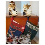 2 Stockings with Angel Stocking Holders