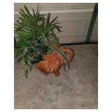 Elephant Planter with Artifical Plant