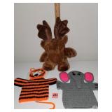 3 hand Puppets- Reindeed, Tiger, Elephant