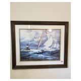 Print-Sail Boats Passing Light House