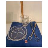 Divided Dish, Pitcher & Silver Plate Salad Server