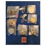 9 Costume Jewelry Pins/Brooches