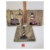 3 Pc Light House Wall Plaques