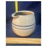 Short and wide Crock pitcher, chip on pour spout