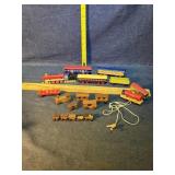 Small wooden trains, may be primitive