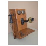 Oak Case Hand Crank Wall Phone