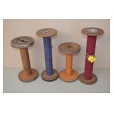 Lot of 4 Wood Spools
