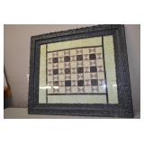 Framed Quilt Artwork in Antique Frame 30x26"