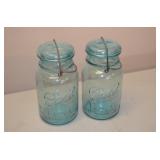 2 Ball Blue Jars with Glass Lids