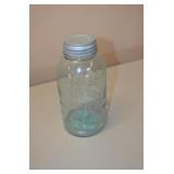 Crown Blue Jar with Glass Top