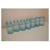 Lot of 7 Ball Blue Jars