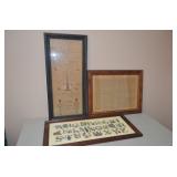 Lot of 3 Early  Framed Cross Stitch