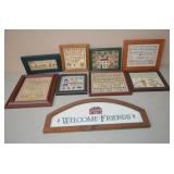 Lot of 9 Vintage Framed Cross Stitch