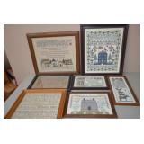 Lot of 7 Vintage Framed Cross Stitch