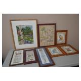 Lot of 8 Vintage Framed Cross Stitch