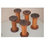 Lot of 5 Wood Spools