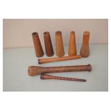 Lot of 8 Wood Spools