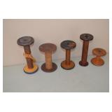 Lot of 5 Wood Spools