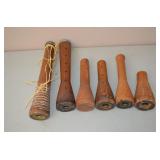 Lot of 6 Wood Spools
