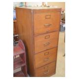 Wood 4 Drawer Vintage File Cabinet