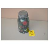 Blue Ball Jar of Buttons